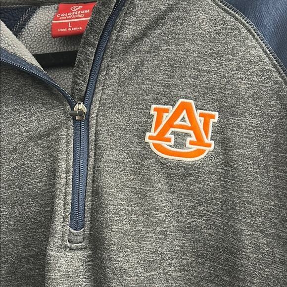 Colosseum Auburn Tigers War Eagle Gray Navy Orange Half Zip Hoodie Size Large - Picture 3 of 7